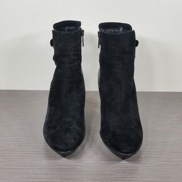 Aquatalia Roma Weatherproof Bootie, Black Suede & Leather, Womens Size 9 M - Picture 3 of 12